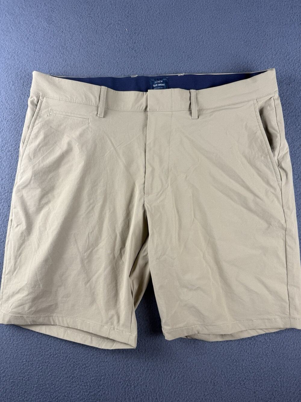 J. Crew Trademark 9 Inch Tech Short Men's Size 35 Tan Chinos Golf Casual Preppy